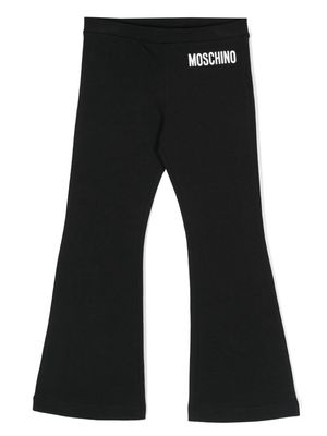 Moschino Kids logo-print flared trousers - Black