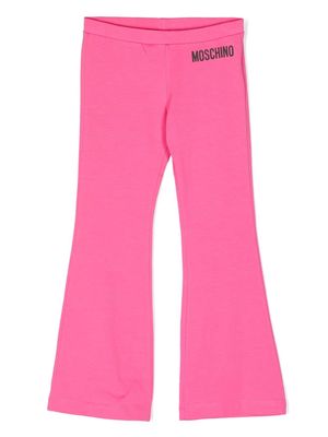 Moschino Kids logo-print flared trousers - Pink