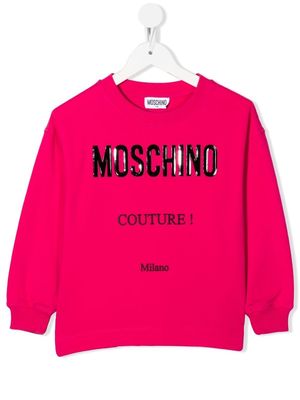 Moschino Kids logo-print fleece sweatshirt - Pink