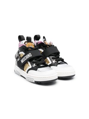 Moschino Kids logo-print glitter-detail sneakers - Black