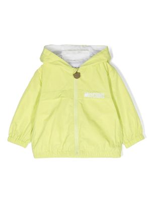 Moschino Kids logo-print hooded bomber jacket - Yellow