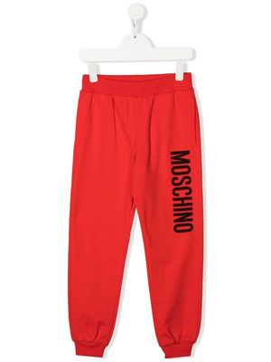 Moschino Kids logo-print joggers - Red