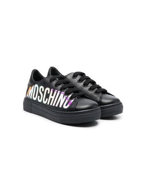 Moschino Kids logo-print lace-up sneakers - Black