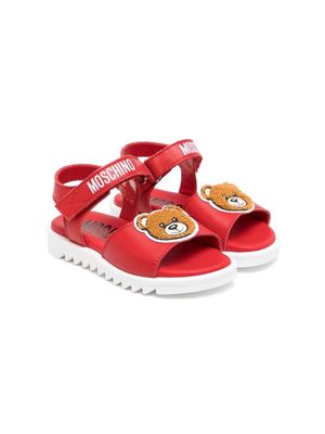 Moschino Kids logo-print leather sandals - Red