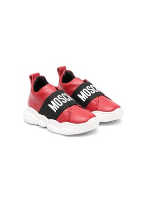 Moschino Kids logo-print leather sneakers - Red
