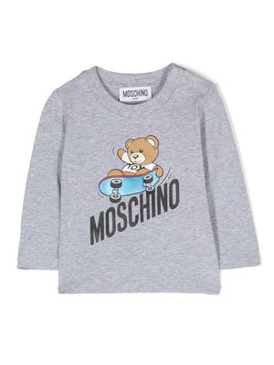 Moschino Kids logo-print long-sleeve T-shirt - Grey