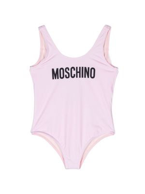 Moschino Kids logo-print low-back swimsuit - Pink