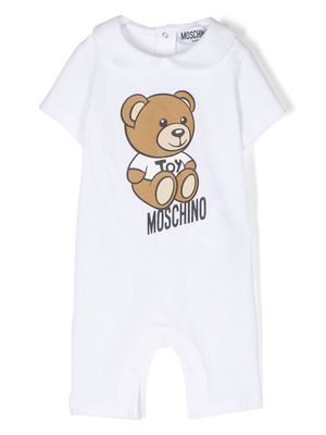 Moschino Kids logo-print short-sleeve romper - White