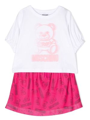 Moschino Kids logo-print skirt and T-shirt set - Pink