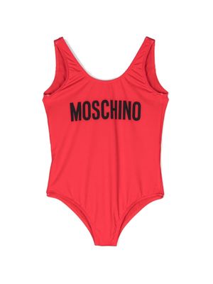 Moschino Kids logo-print sleeveless swimsuit - Red