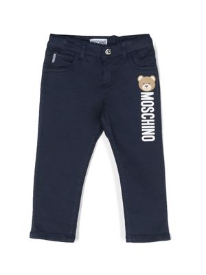 Moschino Kids logo-print straight-leg trousers - Blue