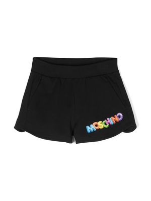 Moschino Kids logo-print stretch-cotton shorts - Black