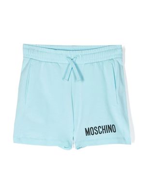 Moschino Kids logo-print stretch-cotton shorts - Blue