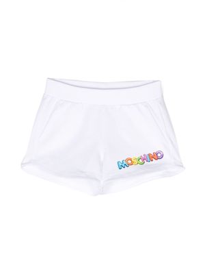 Moschino Kids logo-print stretch-cotton shorts - White