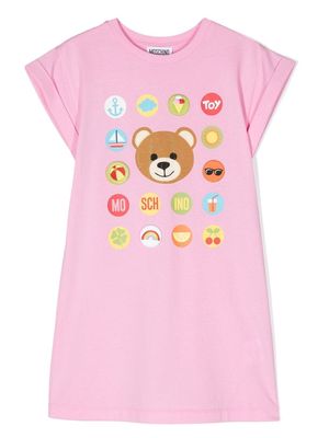 Moschino Kids logo print T-shirt dress - Pink