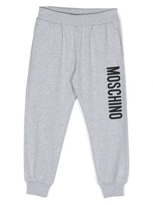 Moschino Kids logo-print tapered track pants - Grey