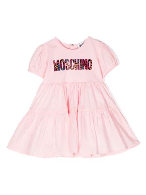 Moschino Kids logo-print tiered-skirt dress - Pink