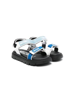 Moschino Kids logo-print touch-strap sandals - Blue
