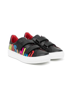 Moschino Kids logo-print touch-strap sneakers - Black