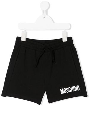 Moschino Kids logo print track shorts - Black