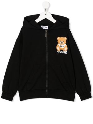 Moschino Kids logo-print zip-up hoodie - Black