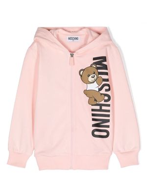 Moschino Kids logo-print zip-up hoodie - Pink