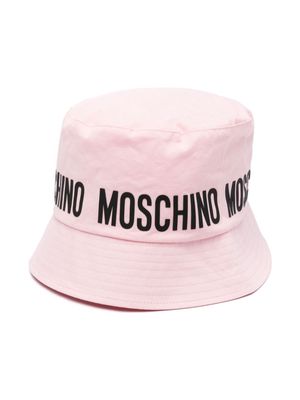 Moschino Kids logo-rubberised cotton bucket hat - Pink