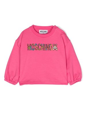 Moschino Kids logo-rubberised cotton sweatshirt - Pink
