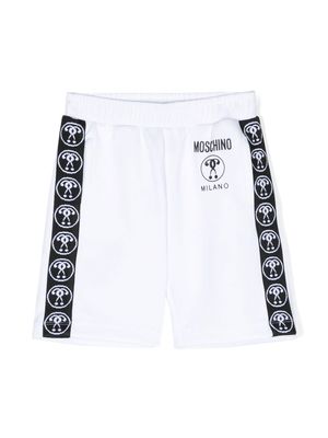 Moschino Kids logo-tape shorts - White