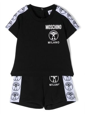 Moschino Kids logo-tape stretch- cotton shorts - Black