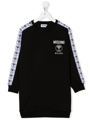 Moschino Kids logo-tape sweatshirt dress - Black