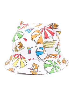 Moschino Kids mix-print cotton bucket hat - White