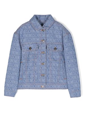 Moschino Kids monogram-jacquard denim jacket - Blue