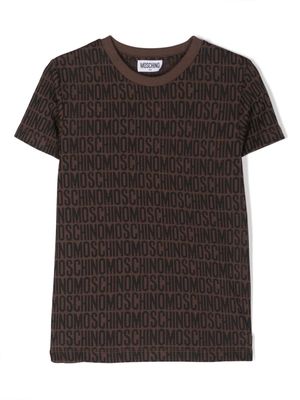 Moschino Kids monogram-jacquard jersey T-shirt - Brown
