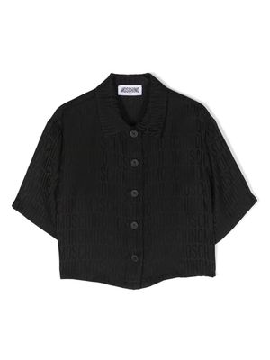 Moschino Kids monogram-jacquard satin shirt - Black