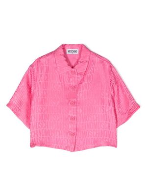 Moschino Kids monogram-jacquard satin shirt - Pink