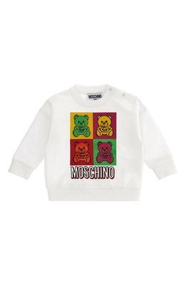 Moschino Kids' Multicolor Bear Graphic Sweatshirt in 10101 Opt Whte