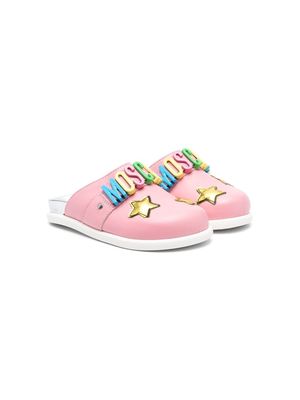 Moschino Kids multicolour-logo slippers - Pink