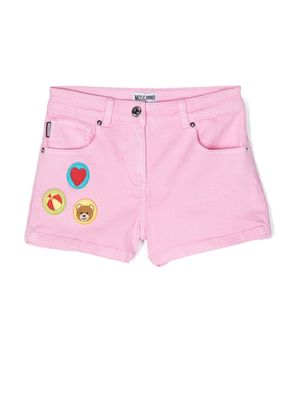 Moschino Kids patch-detail mini shorts - Pink