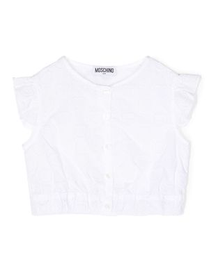 Moschino Kids perforated embellished crop top - White