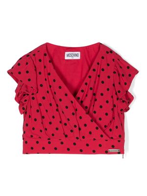 Moschino Kids polka dot cropped blouse - Red