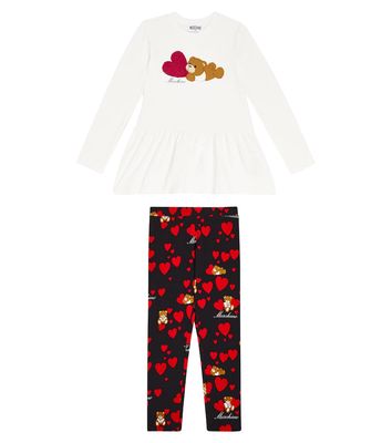 Moschino Kids Printed cotton-blend dress and leggings set
