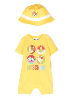 Moschino Kids romper and hat set - Yellow