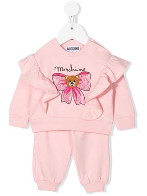 Moschino Kids ruffled teddy-bow tracksuit - Pink