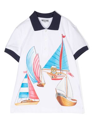 Moschino Kids sailor-teddy polo shirt - White
