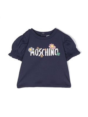 Moschino Kids short-puff sleeve T-shirt - Blue