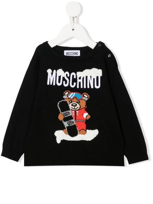 Moschino Kids Ski Teddy Bear cotton-blend jumper - Black