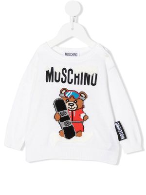 Moschino Kids Ski Teddy Bear cotton-blend jumper - White
