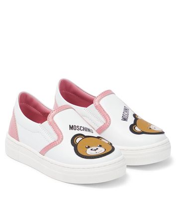 Moschino Kids Slip-on leather sneakers