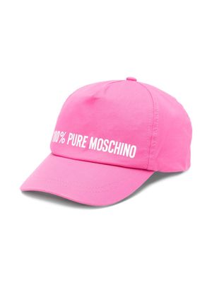 Moschino Kids slogan-print cotton baseball cap - Pink